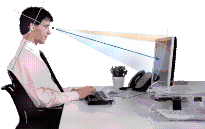 Правильное расположение монитора относительно глаз